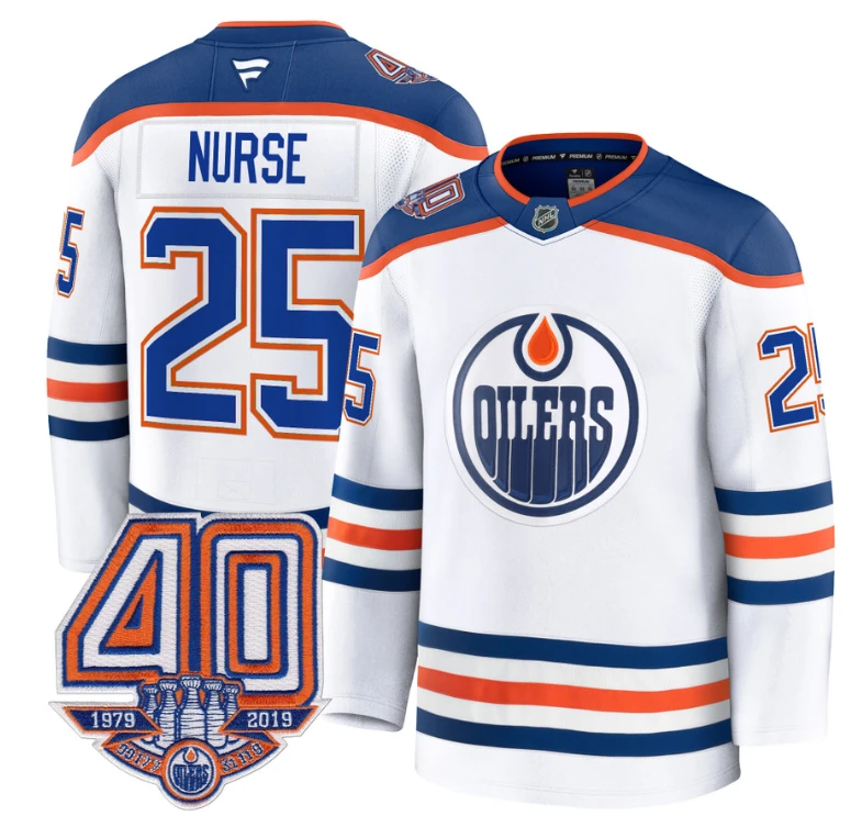Men's Darnell Nurse Jersey #25 Edmonton Oilers 40th Anniversary Stitched Away by Hockey David