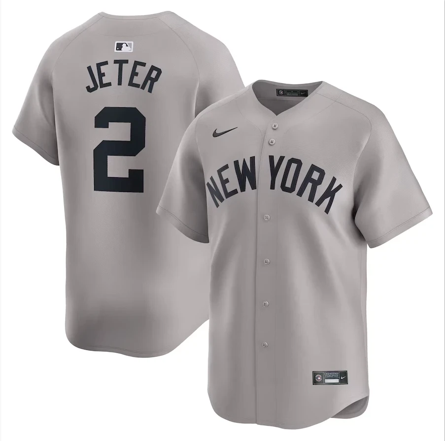 Men's Derek Jeter Gray Away Limited Player Stitched Jersey #2 by My Store