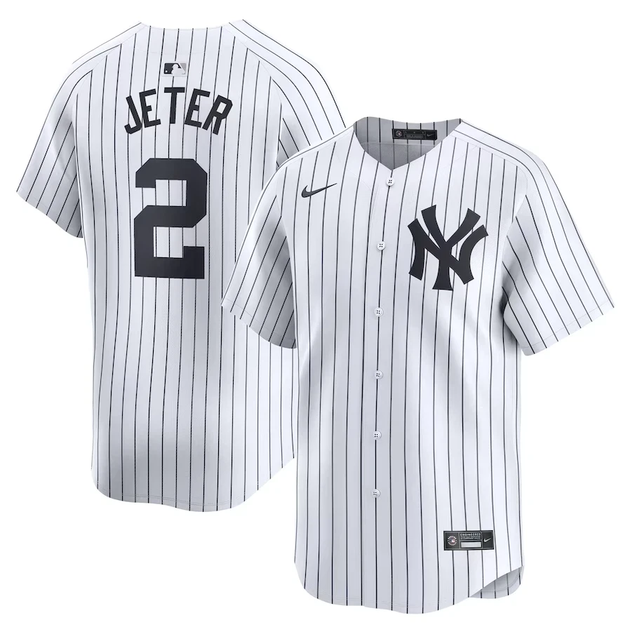 Men's Derek Jeter White Home Limited Player Stitched Jersey #2 by My Store