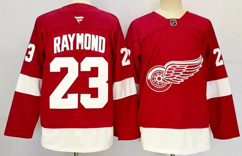 Men's Detroit Red Wings #23 Lucas Raymond Jersey Stitched by Hockey David