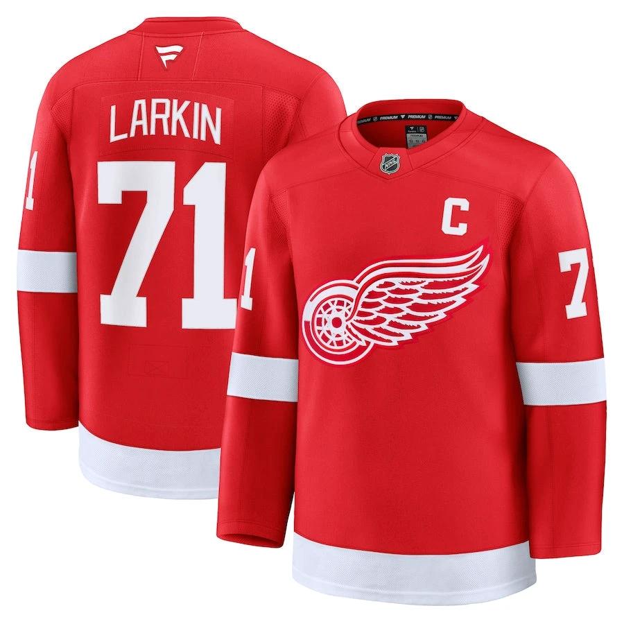 Men's Detroit Red Wings #71 Dylan Larkin Home Premium Jersey Red by Hockey David