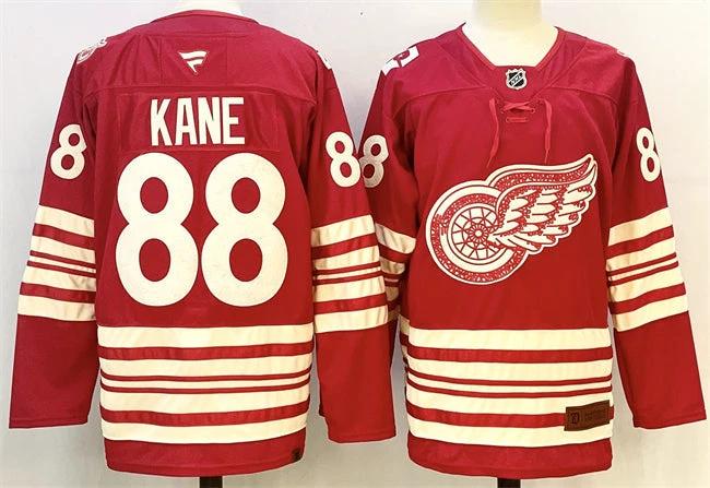 Men's Detroit Red Wings #88 Patrick Kane Jersey Red 2025-26 Centennial Premium Stitched by Hockey David
