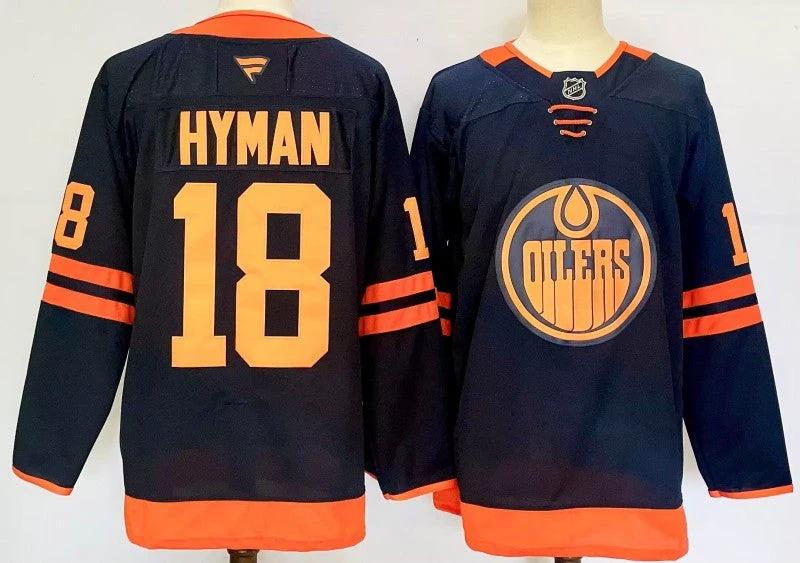 Men's Edmonton Oilers #18 Zach Hyman Jersey Stitched by Hockey David