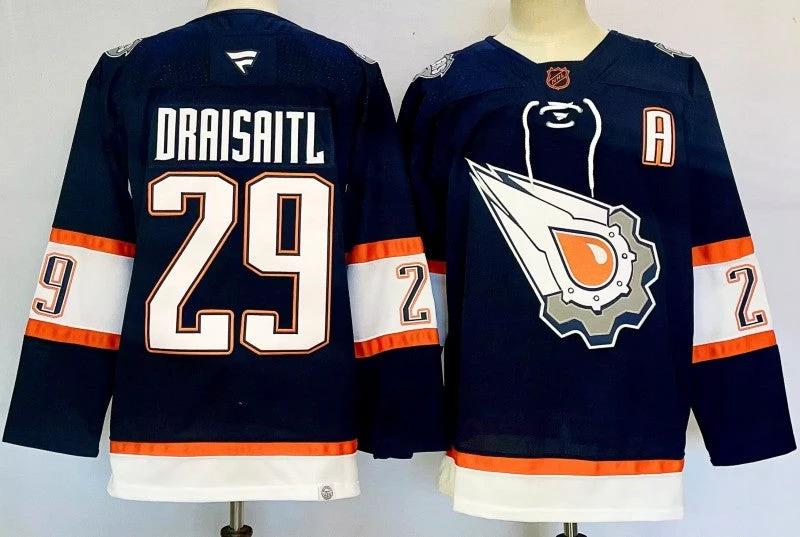 Men's Edmonton Oilers #29 Leon Draisaitl Jersey Stitched by Hockey David