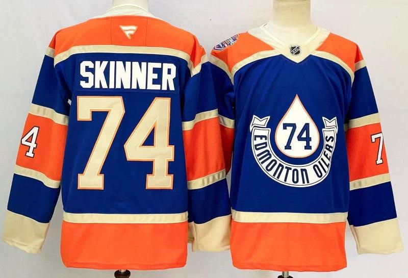 Men's Edmonton Oilers #74 Stuart Skinner Jersey Stitched by Hockey David