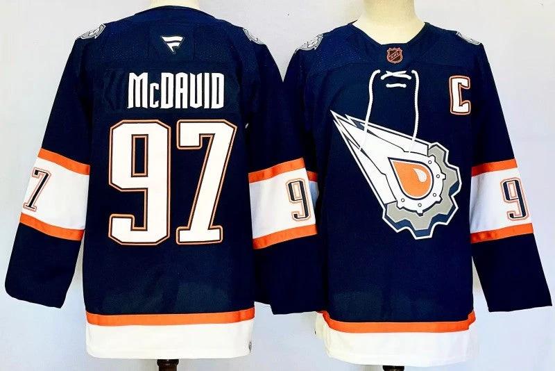 Men's Edmonton Oilers #97 Connor McDavid Jersey Stitched by Hockey David