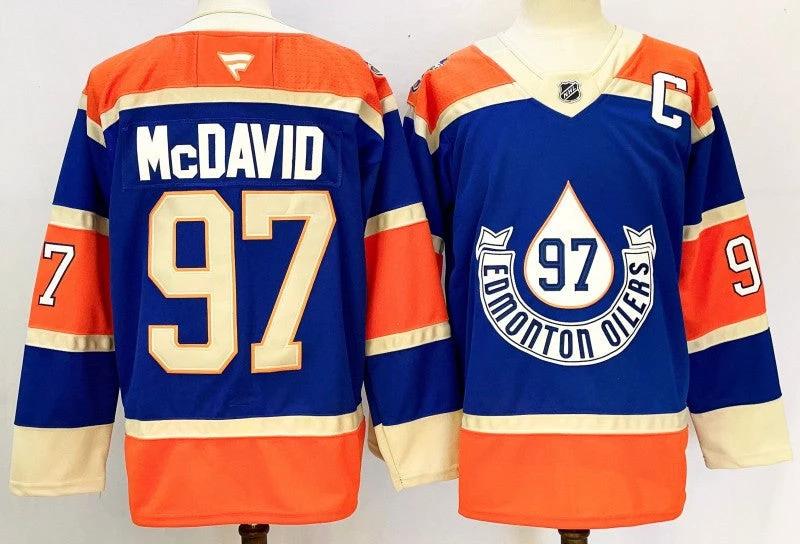 Men's Edmonton Oilers #97 Connor McDavid Jersey Stitched Blue by Hockey David