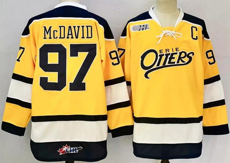 Men's Edmonton Oilers #97 Connor McDavid Jersey Yellow by Hockey David