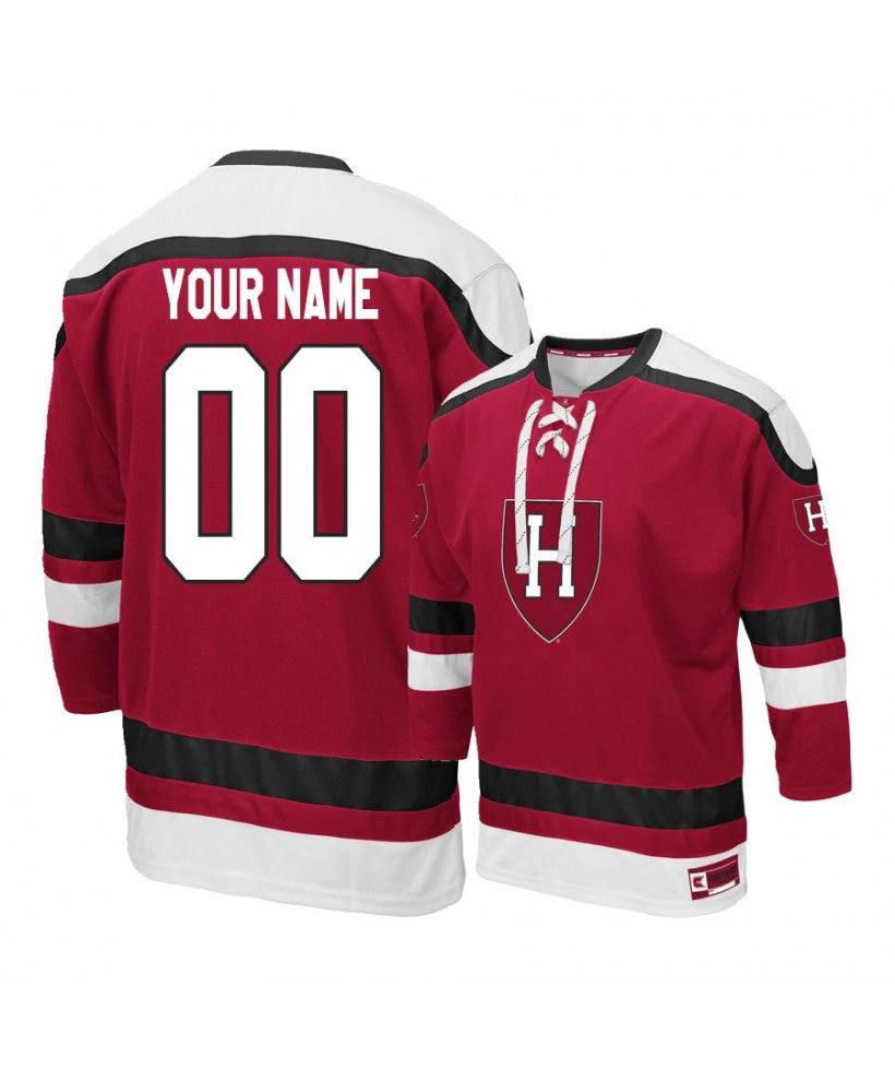 Men's Harvard Crimson Red Custom Hockey Jersey by Hockey David