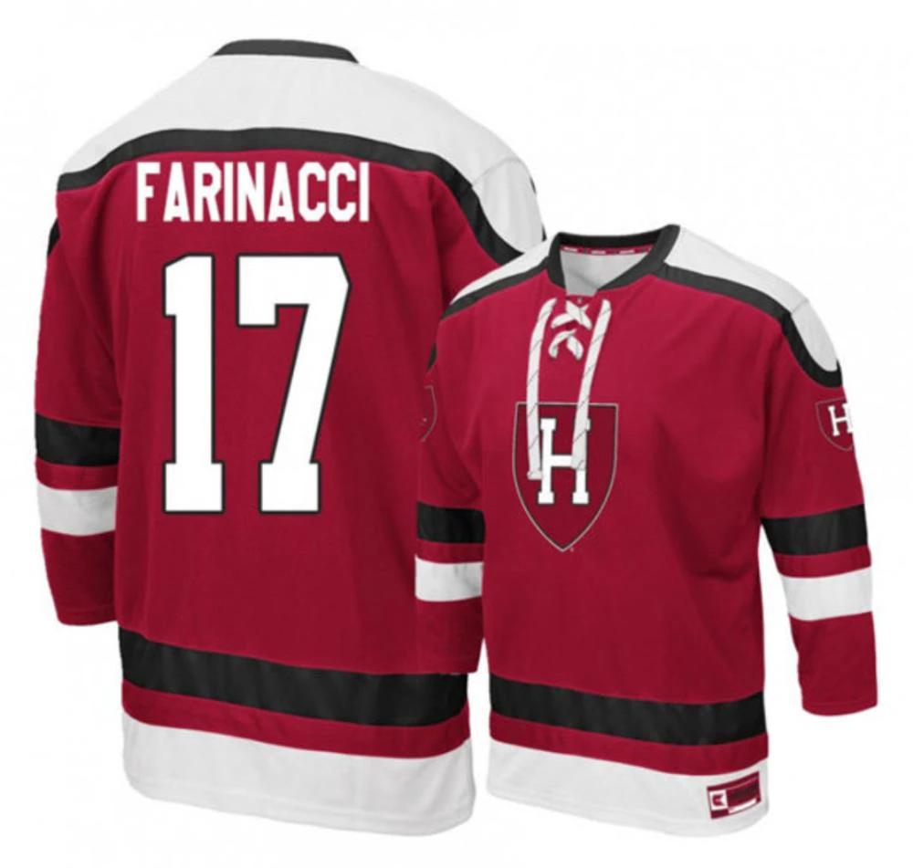 Men's Harvard Crimson #17 John Farinacci Stitched College Hockey Jersey by Hockey David