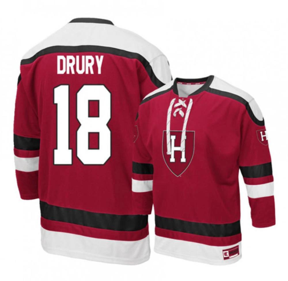 Men's Harvard Crimson #18 Jack Drury Stitched College Hockey Jersey by Hockey David