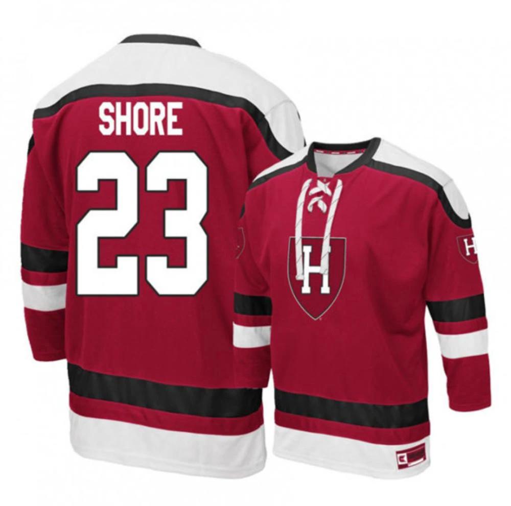 Men's Harvard Crimson #23 Baker Shore Stitched College Hockey Jersey by Hockey David