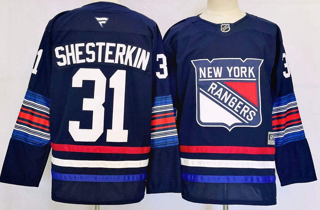 Men’s Igor Shesterkin Jersey #31 New York Rangers Navy Alternate Stitched by Hockey David