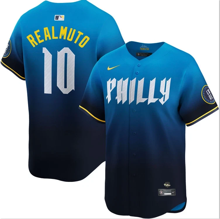 Men's J.T. Realmuto Blue City Connect Limited Player Stitched Jersey #10 by My Store