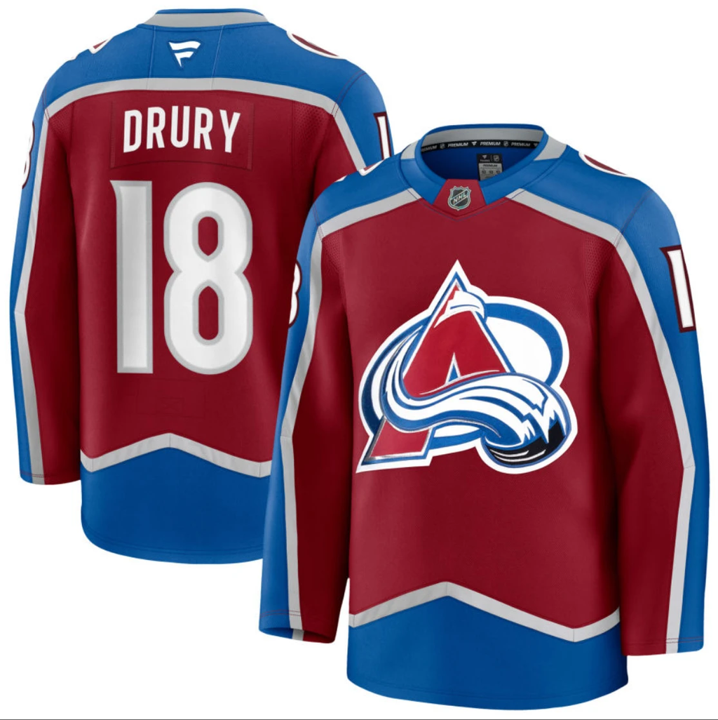 Men's Jack Drury Jersey #18 Colorado Avalanche All Stitched Red by Hockey David