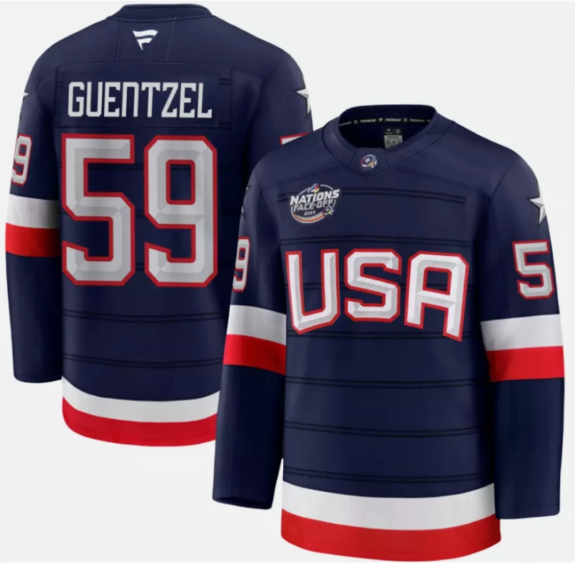 Men's Jake Guentzel #59 USA Navy 2025 4 Nations Face-Off Stitched by Hockey David