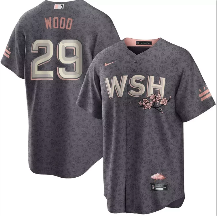 Men's James Wood #29 City Connect Gray Jersey Stitched by My Store