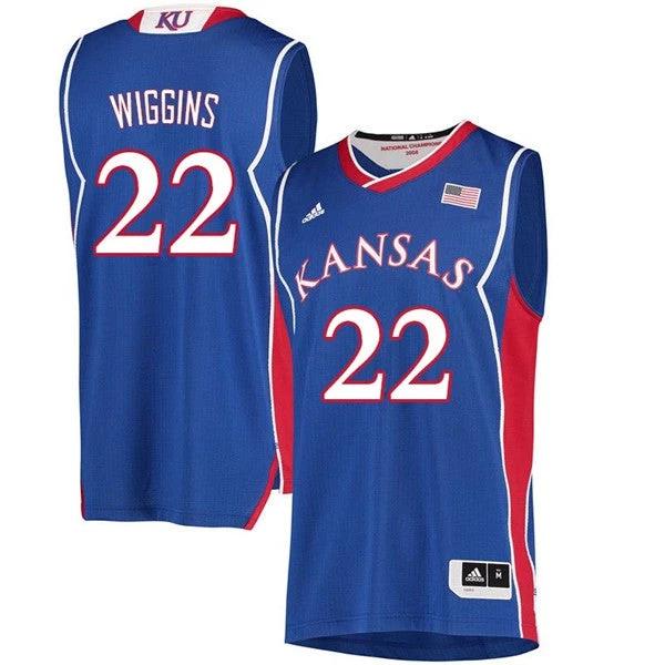 Men's Jayhawks #22 Andrew Wiggins Jersey Royal Classic College Basketball Jerseys by My store basketball