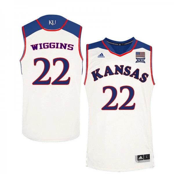 Men's Jayhawks #22 Andrew Wiggins Jersey White College Basketball Jerseys by My store basketball