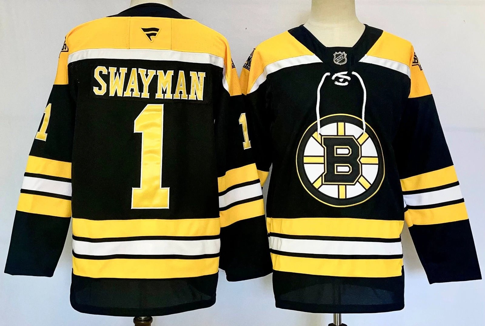 Men’s Jeremy Swayman Jersey #1 Boston Bruins Home Breakaway Black Stitched by Hockey David