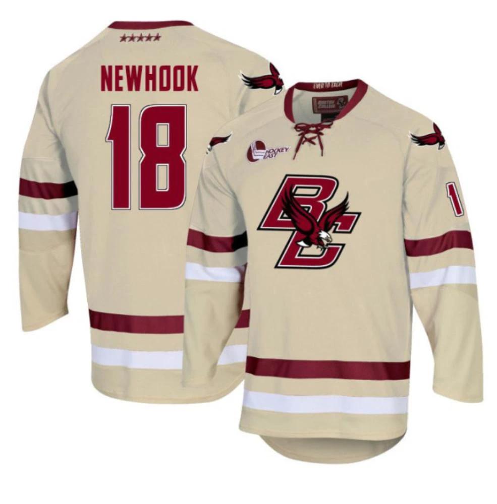 Men's Jersey Boston College Eagles Alex Newhook #18 Hockey Stitched Cream Jersey by Hockey David