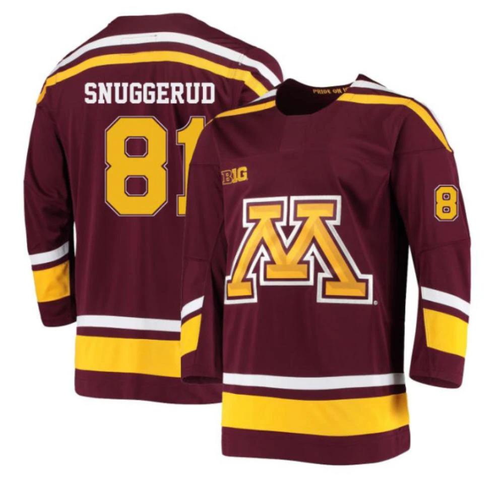 Men's Jimmy Snuggerud #81 Minnesota Golden Gophers Hockey Stitched Jersey Maroon by Hockey David