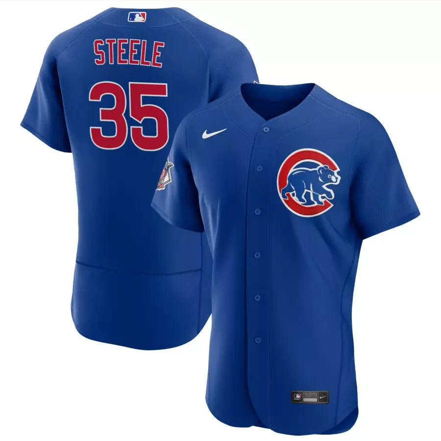 Men's Justin Steele Royal Alternate FlexBase Player Stitched Jersey #35 by My Store