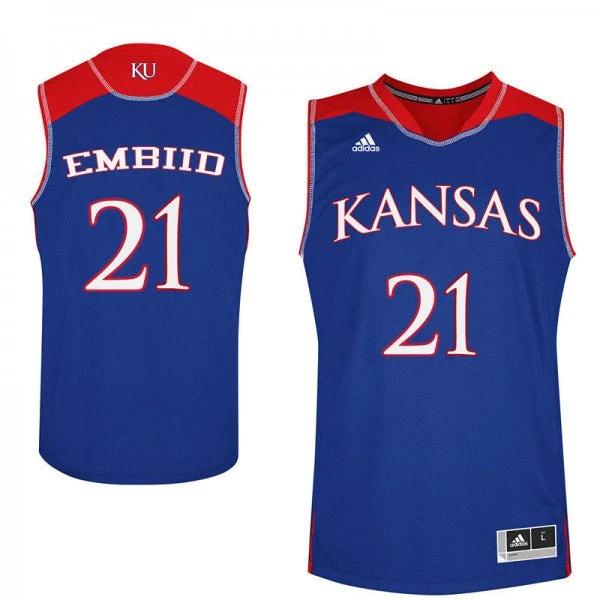 Men's Kansas Jayhawks #21 Joel Embiid Jersey Royal NCAA College Basketball Jerseys by My store basketball
