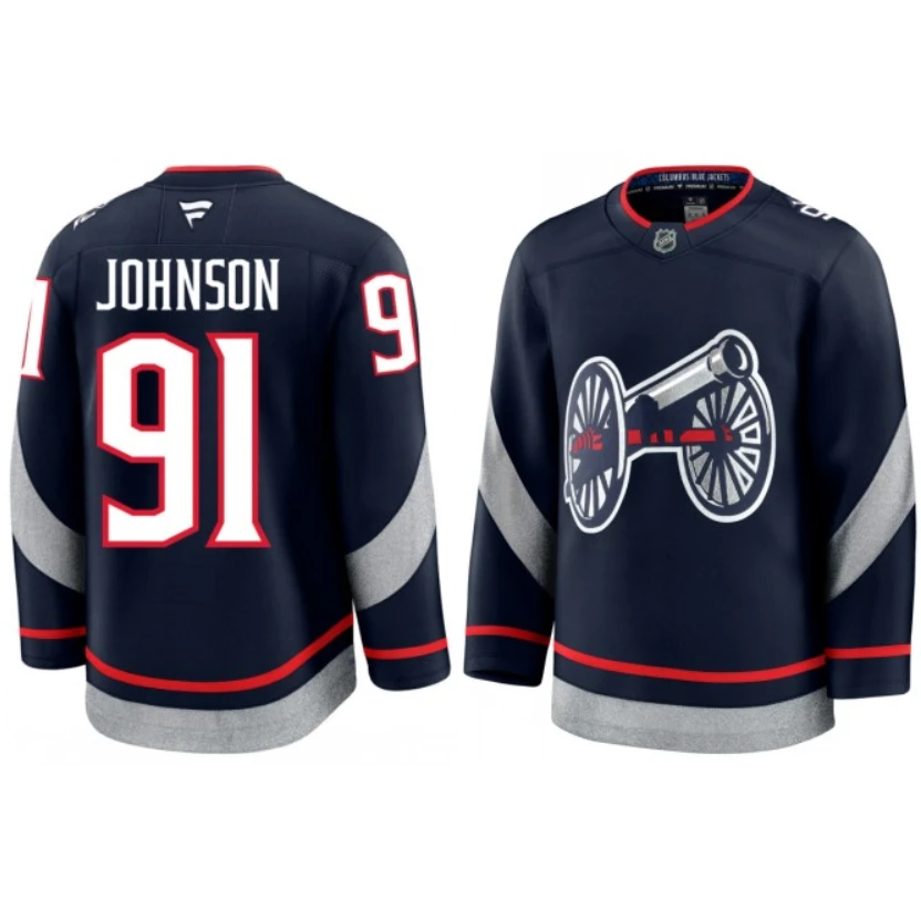Men's Kent Johnson Jersey #91 Columbus Blue Jackets 2025 Stadium Series by Hockey David