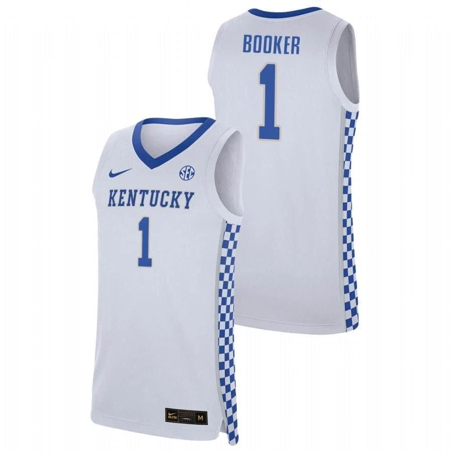 Men’s Kentucky Wildcats #1 White Devin Booker Jersey College Basketball Jerseys by My store basketball
