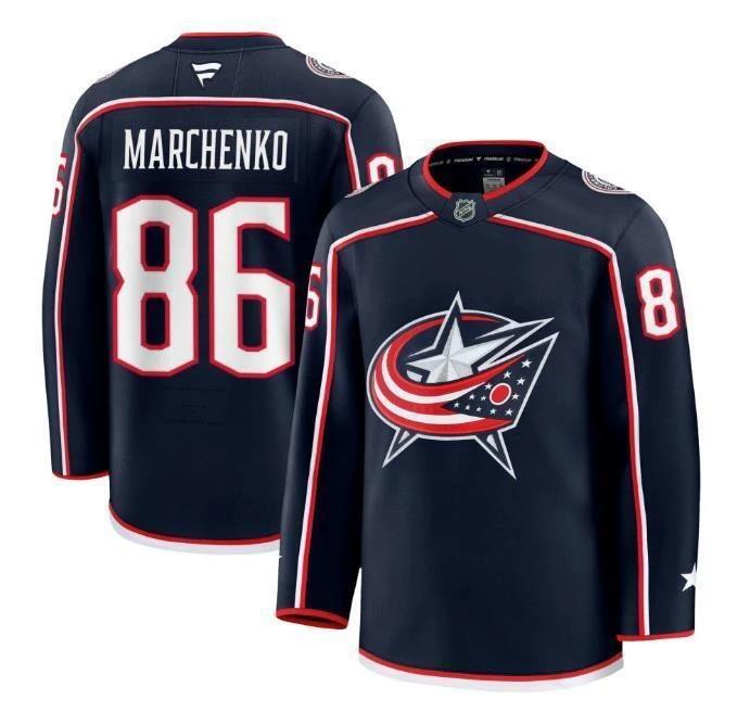 Men’s Kirill Marchenko Jersey #86 Columbus Blue Jackets Navy All Stitched by Hockey David