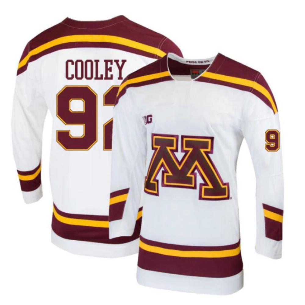 Men's Logan Cooley #92 Minnesota Golden Gophers Hockey All Stitched White Jersey by Hockey David