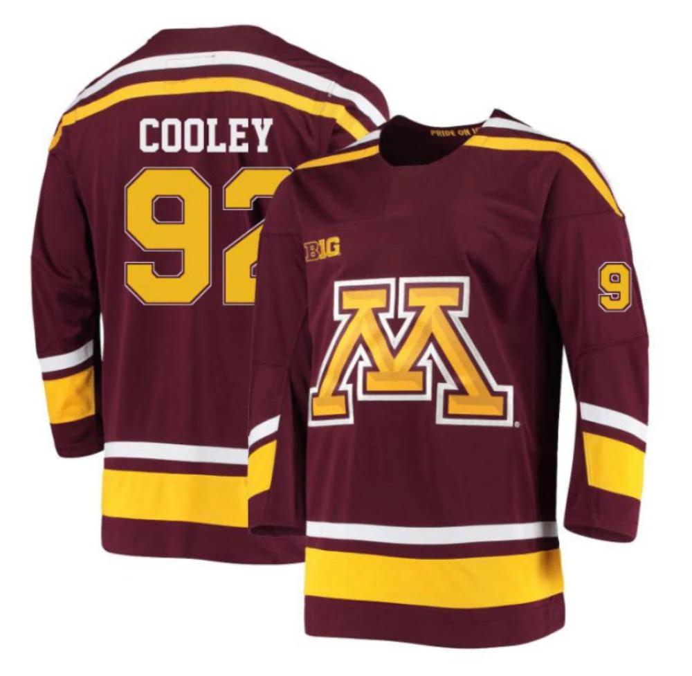 Men's Logan Cooley #92 Minnesota Golden Gophers Hockey Stitched Maroon Jersey by Hockey David