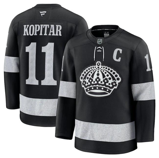 Men's Los Angeles Kings #11 Anze Kopitar Black Alternate Stitched Jersey by Hockey David