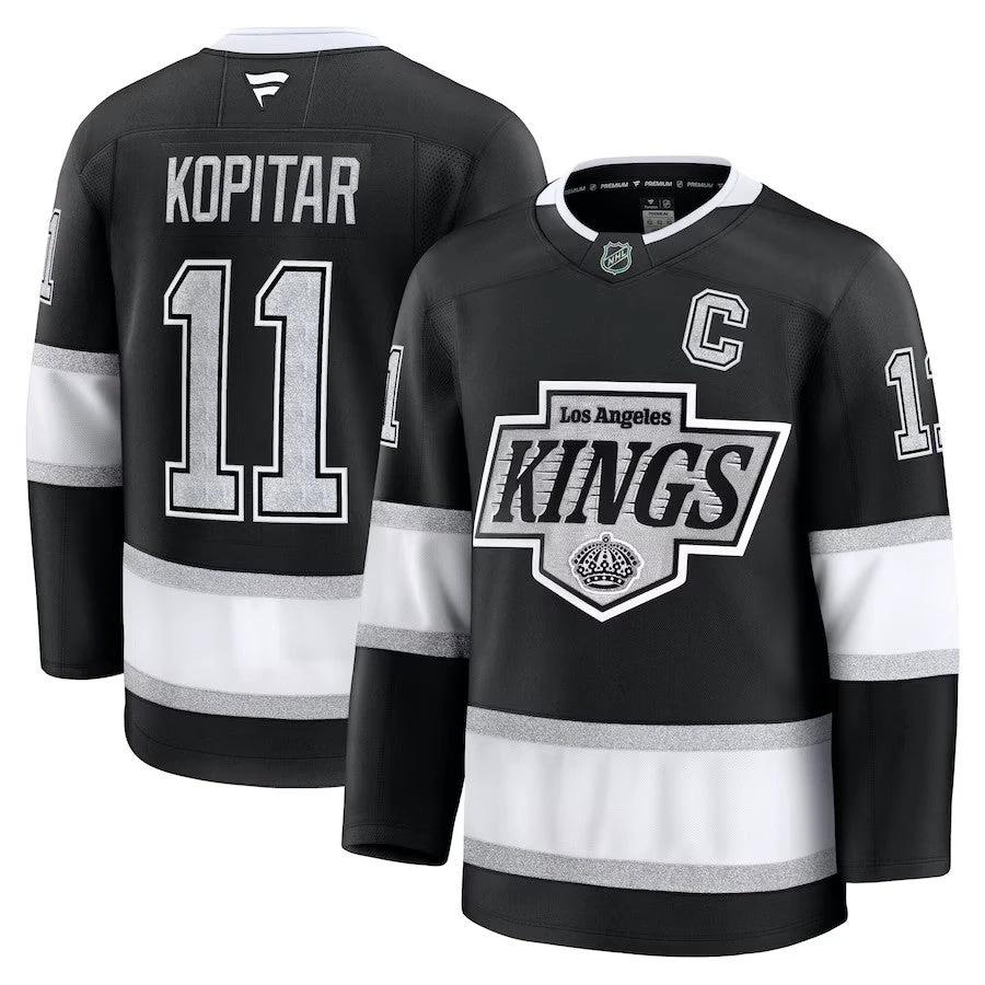 Men's Los Angeles Kings #11 Anze Kopitar Home Premium Jersey Black by Hockey David
