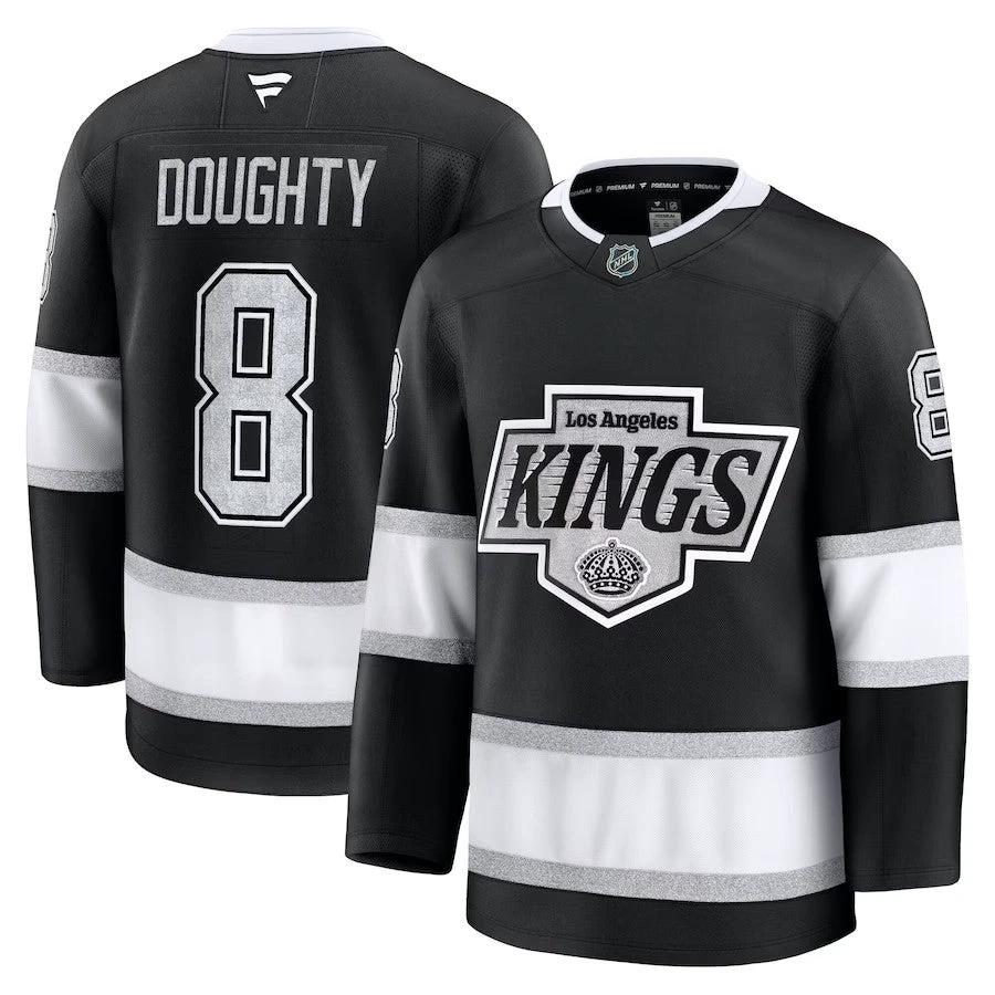 Men's Los Angeles Kings #8 Drew Doughty Home Premium Jersey Black by Hockey David