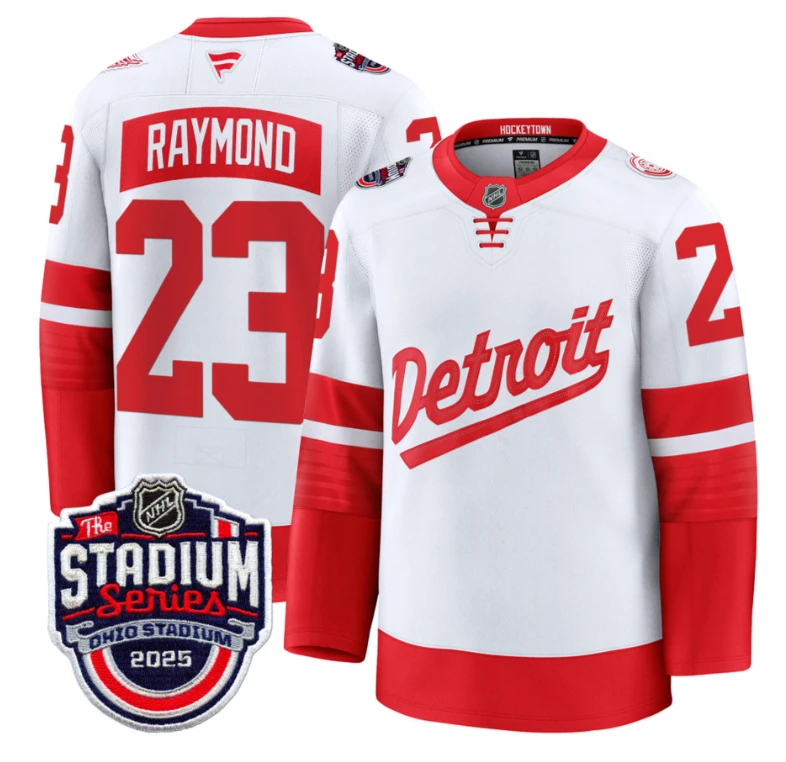 Men's Lucas Raymond Jersey #23 Detroit Red Wings 2025 Stadium Series Stitched by Hockey David