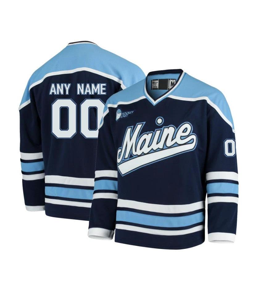 Men's Maine Black Bears Custom Navy Hockey Jersey by Hockey David