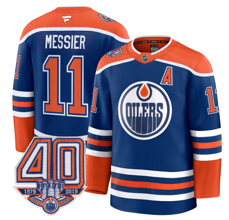 Men's Mark Messier Jersey #11 Edmonton Oilers 40th Anniversary Stitched Home by Hockey David