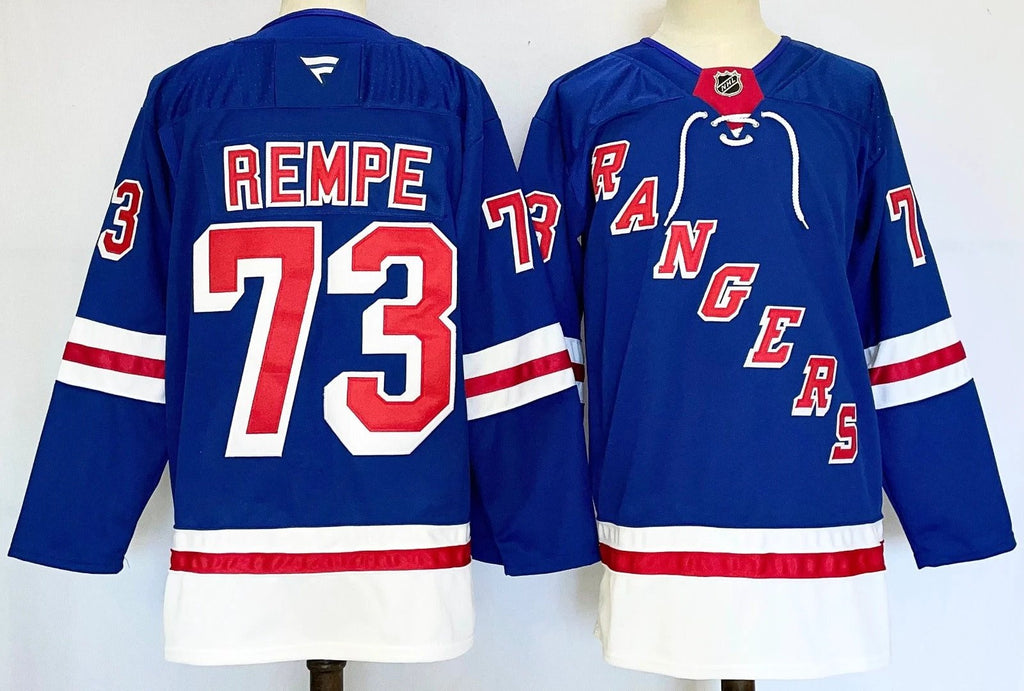 Men’s Matt Rempe Jersey #73 New York Rangers Blue Home Stitched by Hockey David