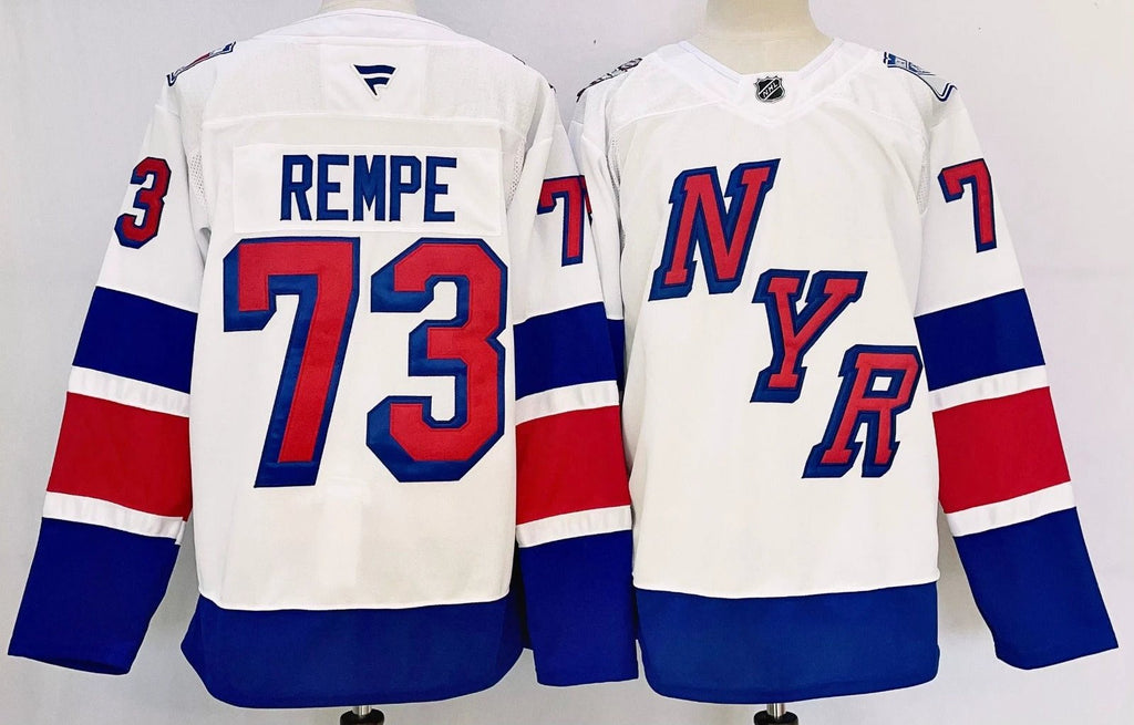 Men’s Matt Rempe Jersey #73 New York Rangers White Alternate Stitched by Hockey David