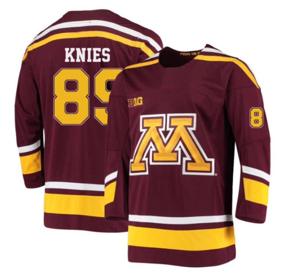 Men's Matthew Knies #89 Minnesota Golden Gophers Hockey Stitched Jersey Maroon by Hockey David