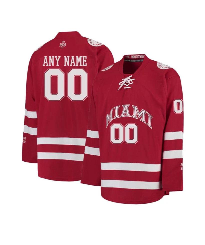 Men's Miami RedHawks Custom Red Hockey Jersey by Hockey David