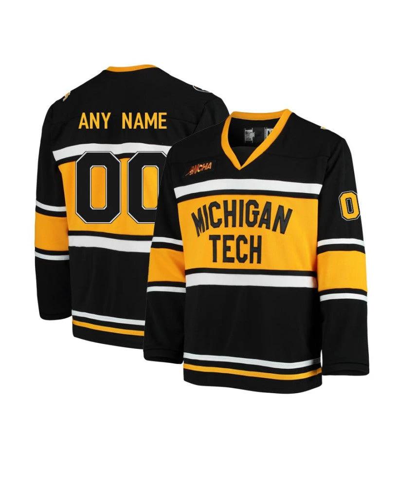 Men's Michigan Tech Huskies Custom Black Hockey Jersey by Hockey David