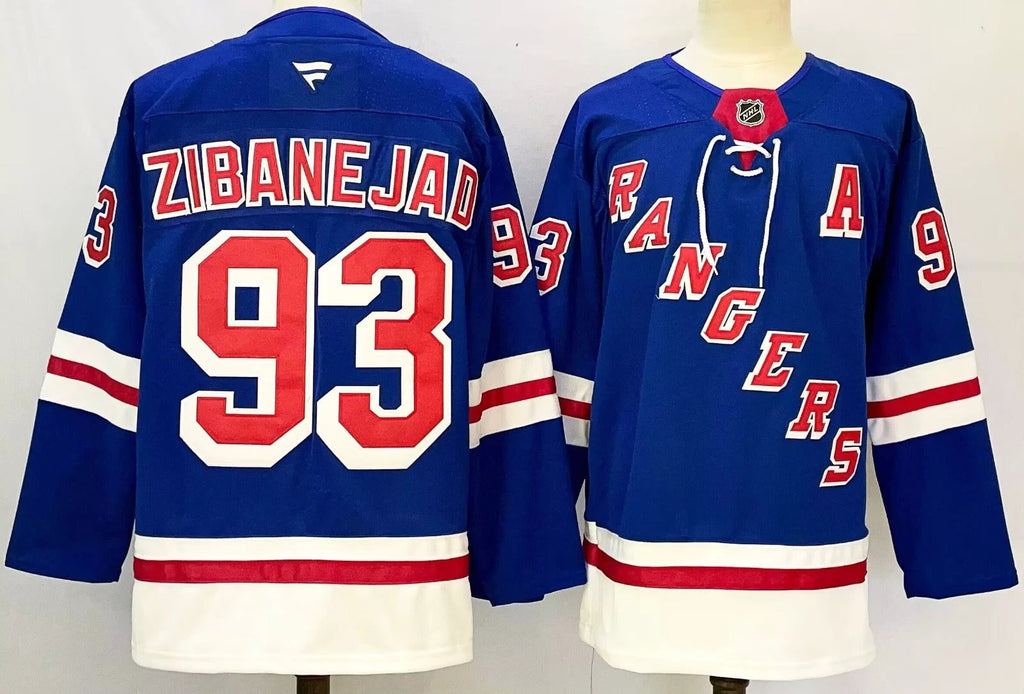 Men’s Mika Zibanejad Jersey #93 New York Rangers Blue Home Stitched by Hockey David