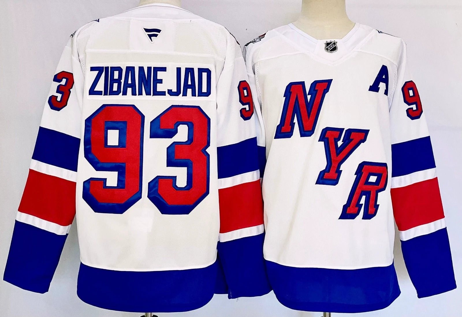 Men’s Mika Zibanejad Jersey #93 New York Rangers White Alternate Stitched by Hockey David