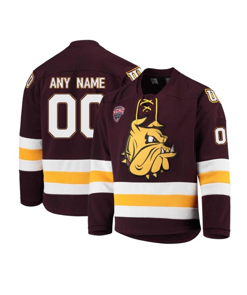 Men's Minnesota Duluth Bulldogs Custom Maroon Hockey Jersey by Hockey David