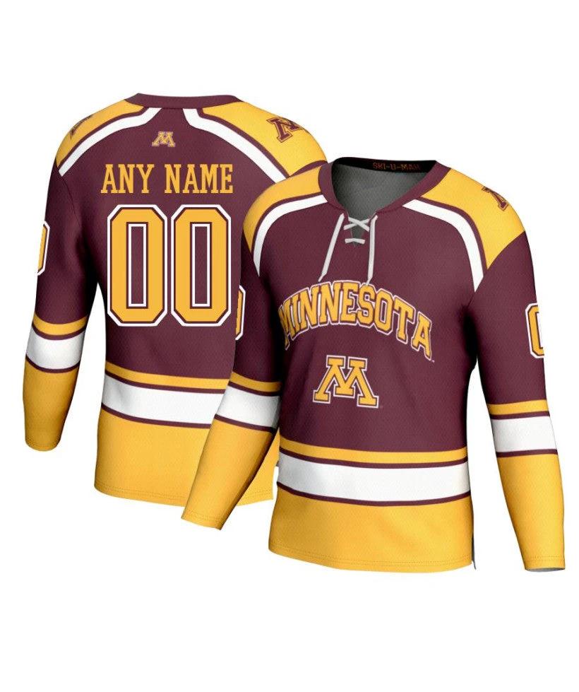Men's Minnesota Golden Gophers Custom Maroon Fashion Hockey Jersey by Hockey David