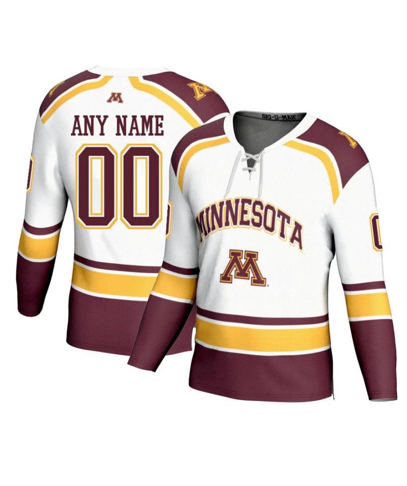 Men's Minnesota Golden Gophers Custom White Fashion Hockey Jersey by Hockey David