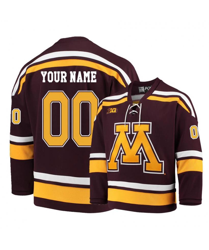 Men's Minnesota Golden Gophers Red Custom Hockey Jersey by Hockey David